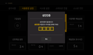 성인인증 비빌번호 입력 화면 이미지
