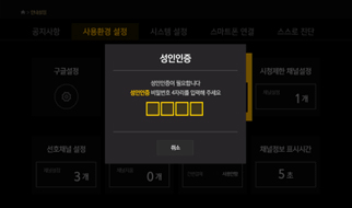 성인인증 비빌번호 입력 화면 이미지
