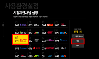 시청제한채널 설정 이미지