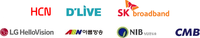 HCN, D LIVE, t-broad, LG HelloVision, ABN아름방송, NIB남인천방송, CMB 로고 이미지